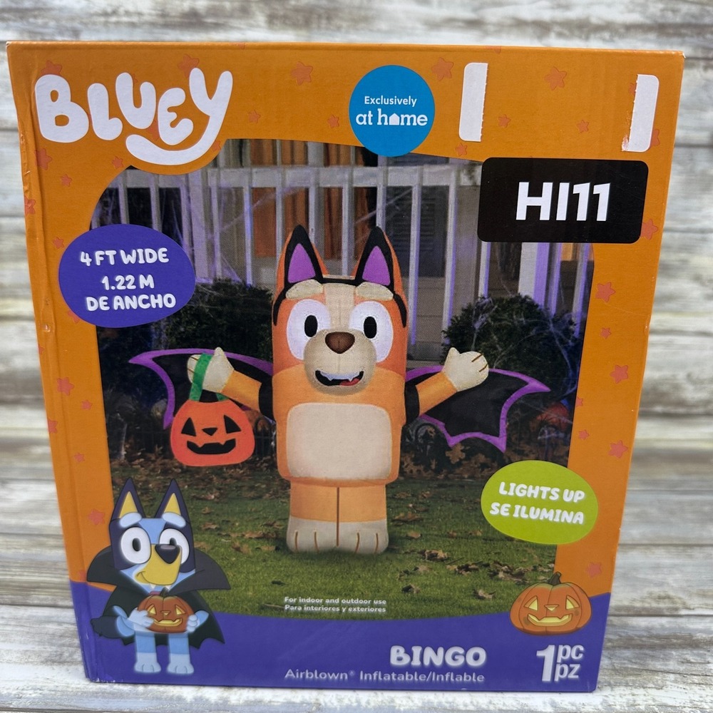 Bluey Bingo Halloween Airblown Inflatable 4ft Wide Orange Vampire Bat NEW